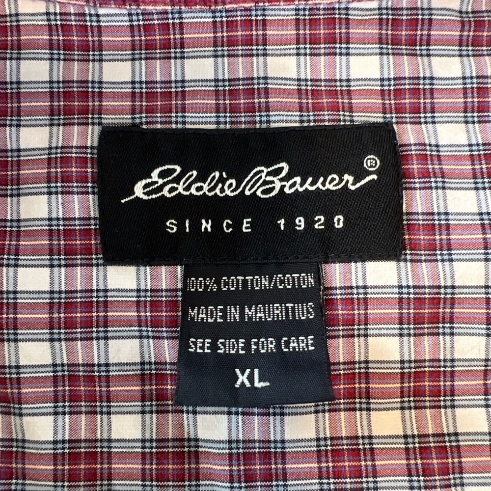 Eddie Bauer Button Down Short Sleeve Red Plaid Men's Size XL work shirt‎ - Picture 6 of 7